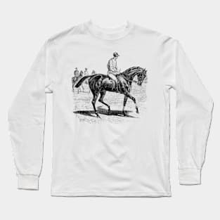 Racing Horse Black & White Vintage Illustration Long Sleeve T-Shirt